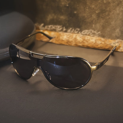 Lunettes de soleil rétro surdimensionnées pour hommes et femmes – Monture vintage, protection UV, verres anti-reflets, charnières métalliques, étui inclus, lunettes mode streetwear, 3 couleurs