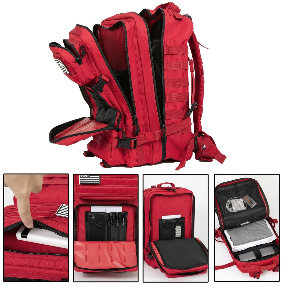 Sac à dos tactique 45 L pour hommes et femmes – Sac de randonnée, camping et voyage grande capacité, sac d'évacuation 3 jours pour le fitness et l'aventure en plein air, 13 coloris disponibles