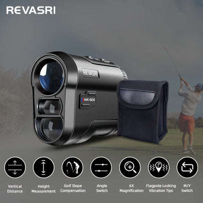 Télémètre de golf REVASRI 650 yards – Télémètre laser avec mode golf, compensation de pente, vitesse, hauteur, distance horizontale et verticale, mesure en deux points pour le golf, la chasse, le tir à l'arc et les activités en plein air