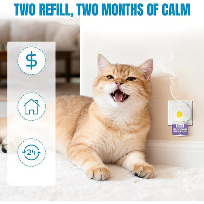 Diffuseur apaisant aux phéromones pour chiens et chats 3-en-1 – Réduit l'anxiété, les marquages urinaires, les bagarres et le marquage de territoire – Inclut 1 diffuseur + 2 recharges