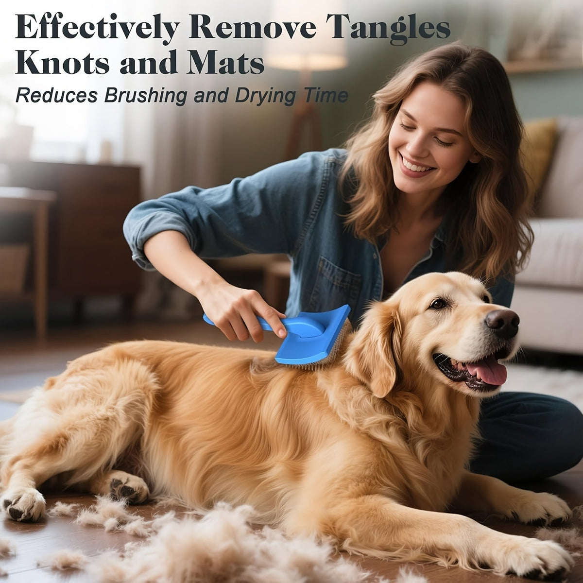 Lot de 2 brosses de toilettage pour chien en acier inoxydable - Brosse professionnelle pour animaux à poils longs (Golden Retriever, Caniche, Labrador) - Peigne démêlant pour nœuds, enchevêtrements et boules de poils