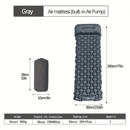 Matelas de couchage autogonflant ultraléger en nylon TPU, pompe intégrée, options une ou deux places, matelas de camping compact et portable pour le camping, la randonnée, le sac à dos, les voyages et les pique-niques, orange et bleu