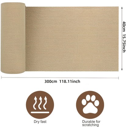 Rouleau de tapis à griffer pour chat autocollant – Ruban protecteur anti-griffures en polyester 40 x 300 cm pour meubles, canapés, portes et murs, adhésif dissuasif durable, protège le rembourrage, 3 couleurs