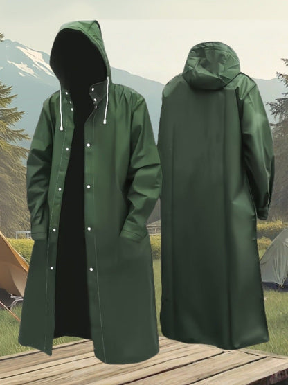 Imperméable long à capuche pour hommes et femmes – Veste de pluie coupe-vent à fermeture éclair intégrale avec capuche réglable, coupe ample et respirante pour la randonnée, le cyclisme, la pêche et le vélo – Vêtement de pluie unisexe pour adultes