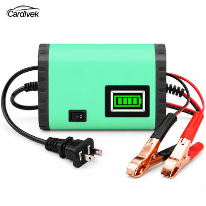 Chargeur et mainteneur de batterie de voiture intelligent 12V, chargeur d'entretien intelligent avec désulfatation et compensation de température pour batteries de 2Ah-100Ah – Compatible avec voiture, camion, moto et tondeuse à gazon