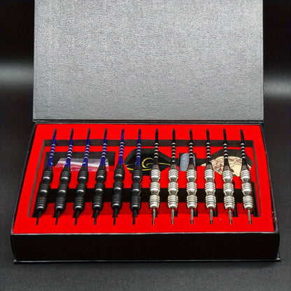 Ensemble de fléchettes à pointe en acier avec ailettes tête de mort – Coffret cadeau deluxe, pointe en fer et tige en alliage d'aluminium, tailles multiples – pour divertissement en club, compétitions sportives et parties de fléchettes décontractées