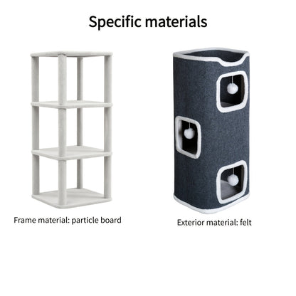Arbre à chat pliable multi-niveaux pour chats d'intérieur – Griffoir, perchoir confortable, niche avec balle suspendue, refuge, panier douillet, options 1/3/4 étages