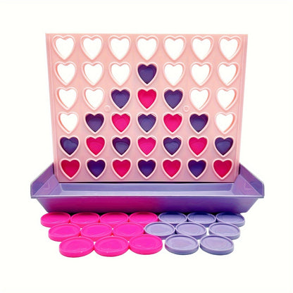 Jeu de Puissance 4 de voyage pliable et portable – Jeu de stratégie style Puissance 4 pour enfants et famille, jeu compact pour parents et enfants, cadeau pour la Saint-Valentin, Noël ou un anniversaire, rose et violet 20 x 16,5 cm