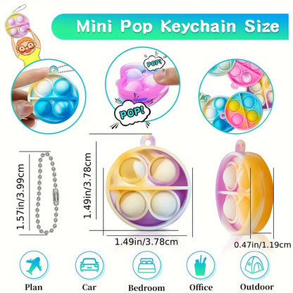 Lot de 40 mini jouets sensoriels pop bubble - Jouet anti-stress à pousser pour enfants, couleurs assorties aléatoires, cadeaux pour boîte à prix de classe, remplissage de sacs surprises pour anniversaires, jouet pour soulager l'anxiété