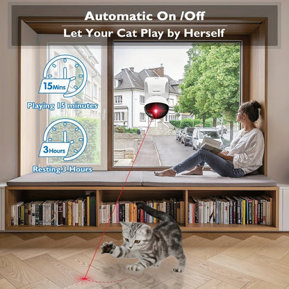 Jouet laser automatique pour chat rechargeable par USB – 3 modes de vitesse, à suspendre ou à poser, angle réglable de 0 à 130°, batterie 800 mAh, arrêt automatique après 15 min, pointeur laser interactif pour chats, chatons et chiens d'intérieur