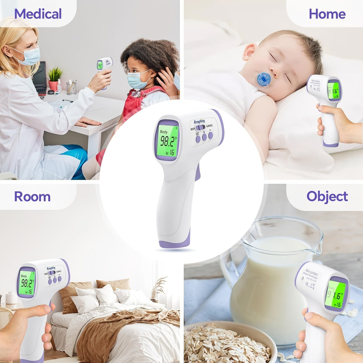 Thermomètre frontal sans contact pour adultes et enfants – Thermomètre infrarouge numérique avec alarme de fièvre, écran rétroéclairé 3 couleurs, 28 mémoires, résultats rapides et précis pour tous les âges