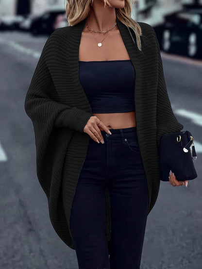 Women's Oversized Open Front Knit Cardigan Coat Long Sleeve Batwing Solid Color Sweater Jacket Fall Winter Casual Elegant Outerwear S-XXL