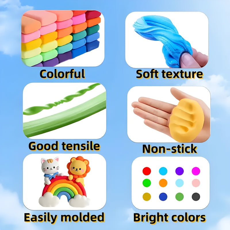 Kit de pâte à modeler autodurcissante pour enfants, argile naturelle, mousse magique, pâte à modeler DIY, additifs pour slime, fournitures de loisirs créatifs, non toxique, 12 à 144 couleurs, cadeau pour enfants