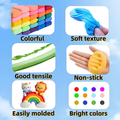 Kit de pâte à modeler autodurcissante pour enfants, argile naturelle, mousse magique, pâte à modeler DIY, additifs pour slime, fournitures de loisirs créatifs, non toxique, 12 à 144 couleurs, cadeau pour enfants