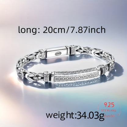 Bracelet pour femme en argent sterling S925, style moderne et raffiné – Bracelet chaîne minimaliste et élégant, hypoallergénique, idéal pour le quotidien, les fêtes, la Saint-Valentin et comme cadeau d'anniversaire