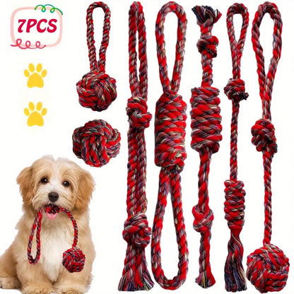 Lot de 7 jouets à mâcher en corde pour chien – Jouets de traction interactifs et durables pour le nettoyage des dents, adaptés aux chiens de petite, moyenne et grande taille, ensemble de jeu intérieur et extérieur pour chiots et chiens adultes