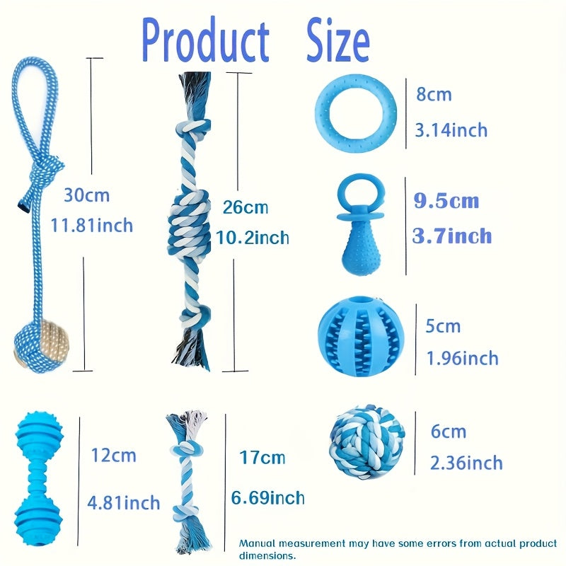 Lot de 5, 10 ou 15 jouets à mâcher pour chien – Assortiment de jouets de dentition pour chiots avec cordes à nœuds, balles et anneaux à picots, ensemble de mastication et de divertissement interactif pour petits chiens, styles et couleurs aléatoires