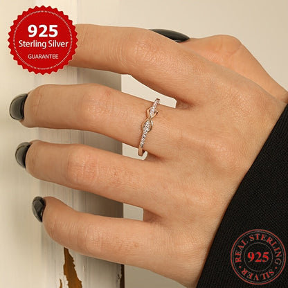 Bague « 8 chanceux » pour femme en argent sterling 925 – Incrustation de zircone cubique, design bicolore, anneau empilable élégant, tailles 5-10, bijou raffiné pour mariage et cadeau