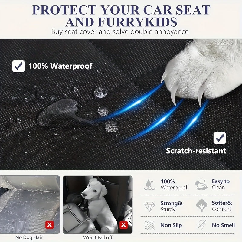 Housse de siège de voiture pour chien – Protection de banquette arrière antidérapante et anti-rayures avec 4 poches de rangement et rabats latéraux pour voitures, camions et SUV