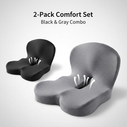 Coussin de siège ergonomique en mousse à mémoire de forme avec soutien lombaire – Coussin antidérapant pour chaise de bureau, fauteuil gaming et siège de voiture pour soulager les douleurs aux hanches et au coccyx, confort prolongé en position assise