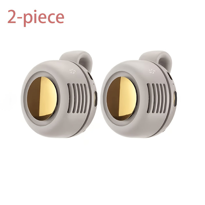 Mini ventilateur de cou sans pales à clipser, rechargeable par USB, 3 vitesses, flux d'air à 360°, ventilateur portable mains libres à suspendre à la taille pour la randonnée, le camping, les voyages, le golf et les activités en plein air