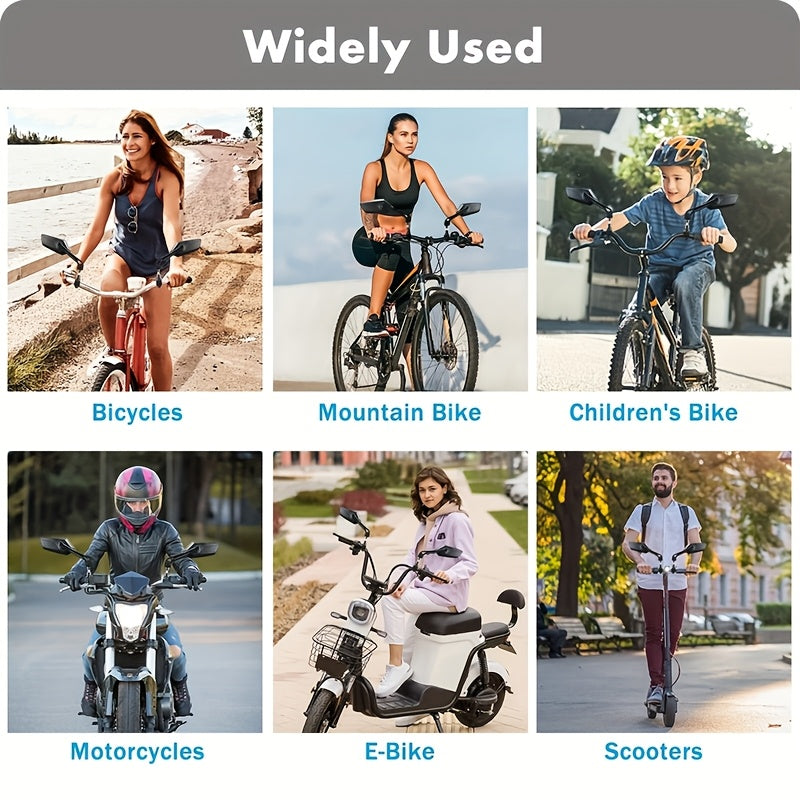 Lot de 2 grands rétroviseurs pliables HD pour vélo électrique, vélo, moto et scooter – Rétroviseur de guidon ajustable à 360°, verre résistant aux rayures, stable à haute vitesse, ABS durable, installation facile