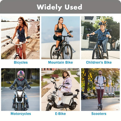Lot de 2 grands rétroviseurs pliables HD pour vélo électrique, vélo, moto et scooter – Rétroviseur de guidon ajustable à 360°, verre résistant aux rayures, stable à haute vitesse, ABS durable, installation facile