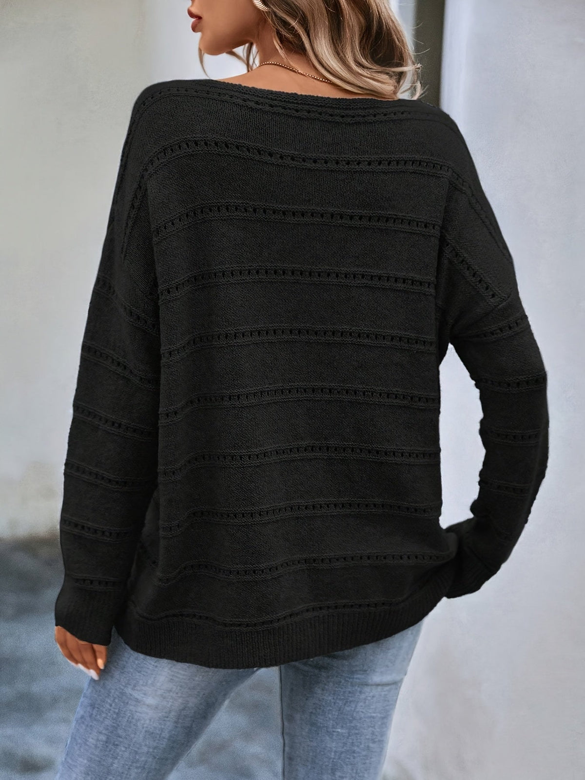 Pull femme épaules dénudées - Pull en maille ample à col bateau uni | Haut décontracté et confortable automne-hiver, pull oversize tendance pour femme