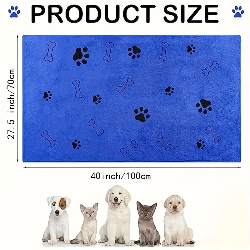 Grande serviette de bain pour chiens et  chats, serviette en microfibre super absorbante et à séchage rapide, 100 x 60 cm, couverture de séchage douce pour le bain, le toilettage et la plage – Cadeau pour animaux de compagnie