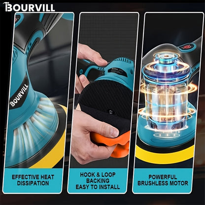Polisseuse de voiture sans fil 8 vitesses 5000 tr/min plateau 5 pouces – Kit de polissage double alimentation batterie et secteur pour élimination des rayures, esthétique automobile et correction de peinture – Variantes rouge, jaune et machine à polir