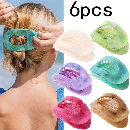Lot de 5/6 pinces à cheveux requin surdimensionnées – Pinces plates extra-larges antidérapantes pour cheveux épais, plage, fête et usage quotidien, couleurs vives