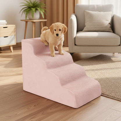 NIUBYA Escaliers pour chiens extra larges pour petits chiens – Marches pour animaux en mousse haute densité, fond antidérapant, rampe rembourrée douce pour lits hauts, canapés et divans, idéal pour les chiens âgés ou blessés, polypropylène, compact