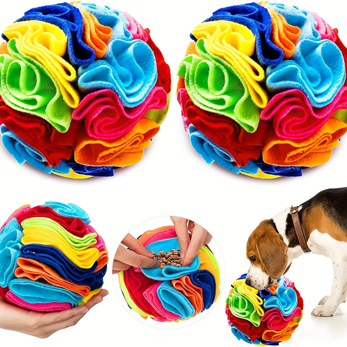 Tapis de fouille en forme de balle pour chien anti-anxiété - Jouet sensoriel à renifler en tissu floral pour petites races et chiots, jeu de stimulation mentale apaisant pour chiens anxieux, jouet d'enrichissement anti-stress