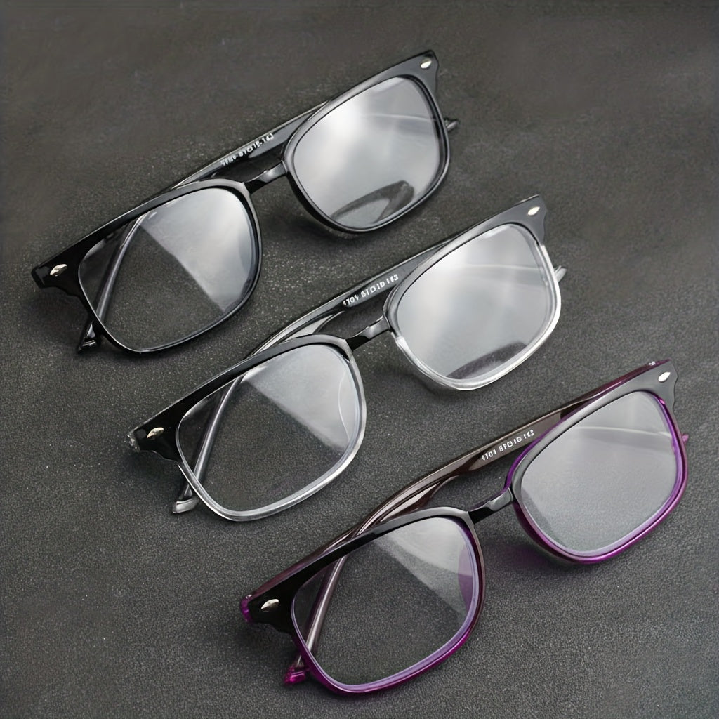Lunettes de lecture monture rectangulaire avec charnières à ressort – Verres en polycarbonate légers, grossissement de +1,0 à +3,5, lunettes unisexes pour hommes et femmes – Idéales pour l'ordinateur, la lecture et un usage quotidien