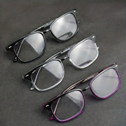 Lunettes de lecture monture rectangulaire avec charnières à ressort – Verres en polycarbonate légers, grossissement de +1,0 à +3,5, lunettes unisexes pour hommes et femmes – Idéales pour l'ordinateur, la lecture et un usage quotidien