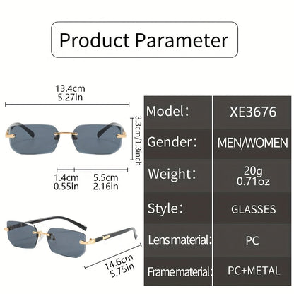 Lot de 5 paires de lunettes de soleil en métal sans monture pour hommes et femmes – Lunettes légères et tendance, styles assortis, protection UV pour fêtes estivales, style urbain et cadeaux de vacances