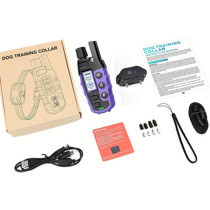 Collier de dressage pour chien avec télécommande – Portée de 1265 m, modes choc, vibration et bip, collier électrique rechargeable pour chiens de petite à grande taille (2 à 68 kg), options pour 1 ou 2 chiens, violet