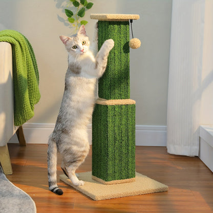 Arbre à chat à plusieurs niveaux avec poteau en sisal et jouets suspendus pour chats d'intérieur, tour d'escalade robuste et centre d'activités pour chats énergiques, disponible en gris et noir