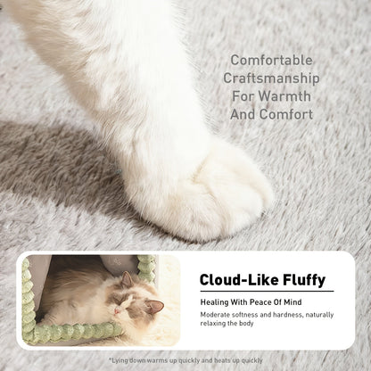 Niche pour chien pliable 2-en-1 toutes saisons – Maison pour animaux entièrement fermée avec poignée, nid douillet, doux et antidérapant, lavable pour chiens et chats de grande, moyenne et petite taille – Bavoir offert – Velora