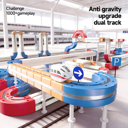 151pcs Double-Sided 3D Gravity-Defying Race Track Set with 2 Cars - Flexible Modular Building Kit, STEM Educational Toy for Kids, Loop Track Infinity Cube | Best Birthday Christmas Gift for Boys Girls