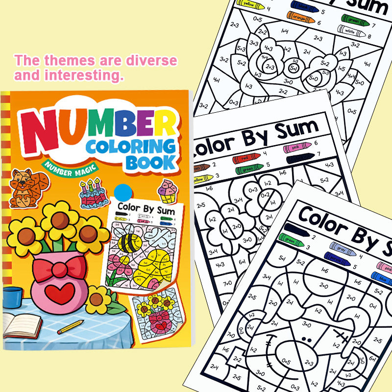 Livre de coloriage par numéro pour enfants - Livre de coloriage avec exercices d'addition et de soustraction, kit créatif d'apprentissage du dessin, cahier d'exercices éducatif et ludique pour garçons et filles de 3 à 8 ans