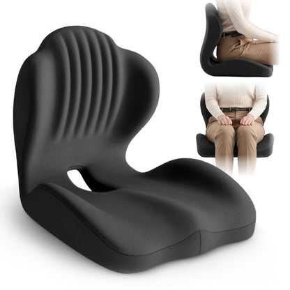 Coussin de siège ergonomique en mousse à mémoire de forme avec soutien lombaire et design creux respirant – Coussin de coccyx confortable pour chaise de bureau, siège auto, position assise prolongée, unisexe