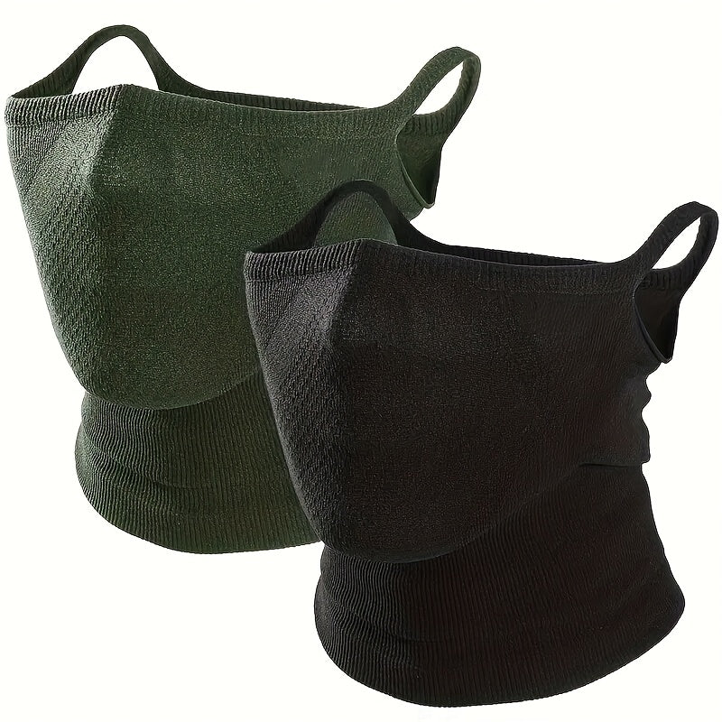 Lot de 2 masques demi-visage et cache-cou géométriques respirants pour hommes et femmes – Design unisexe avec crochets d'oreilles pour le vélo, la randonnée, la course, le ski et le cosplay, tour de cou pour sport en plein air