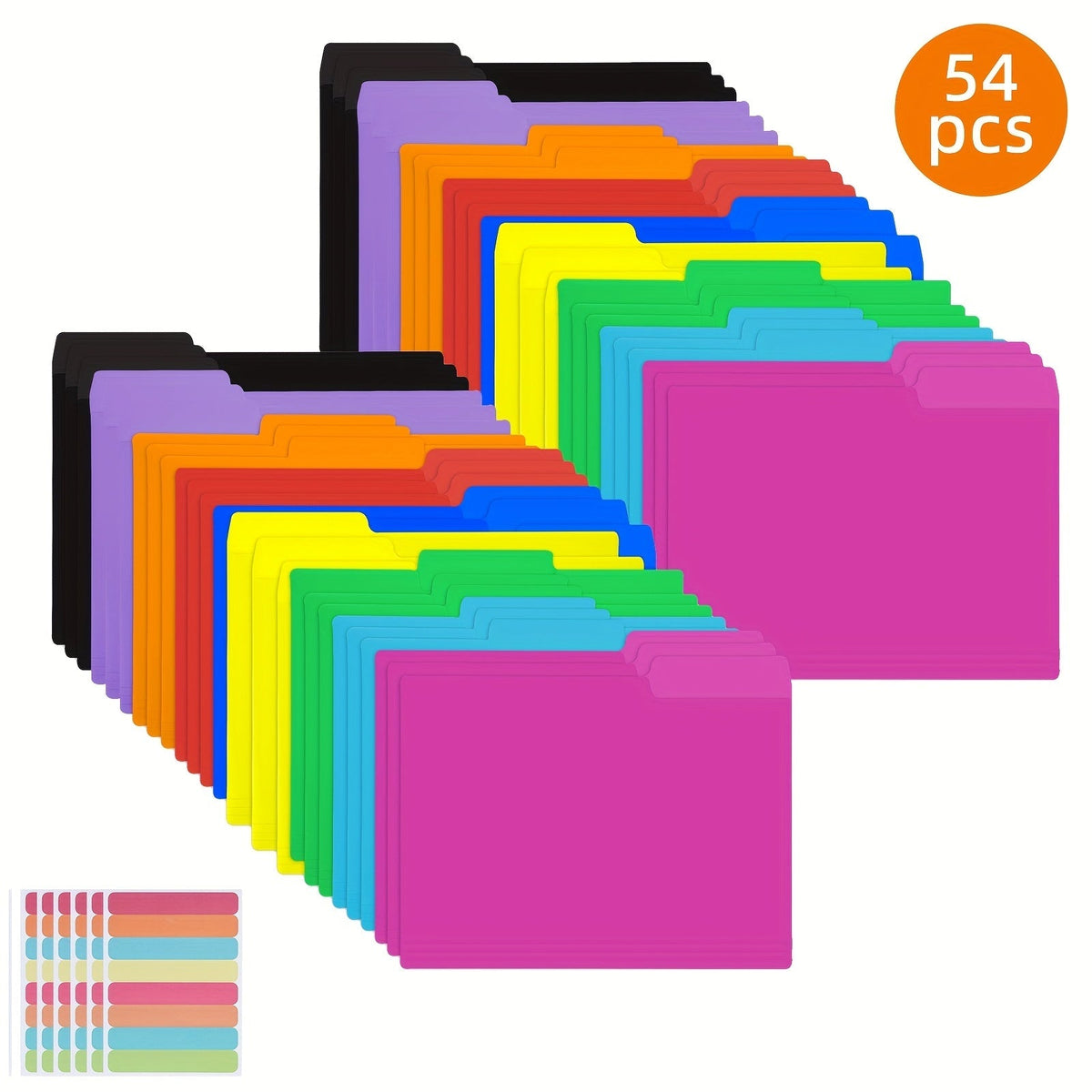 Dossiers suspendus en plastique Manila, lot de 27/54 – 9 couleurs, dossiers de classement robustes en polypropylène, format lettre avec onglet de coupe 1/3, organisation de classe pour la rentrée scolaire, bureau, enseignants et élèves