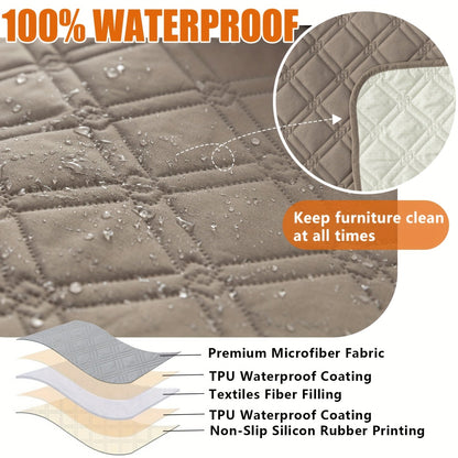 Housse de fauteuil inclinable imperméable avec poches latérales, sangles antidérapantes, tissu matelassé 4 couches, protection contre les animaux et les enfants, lavable en machine – 11 couleurs