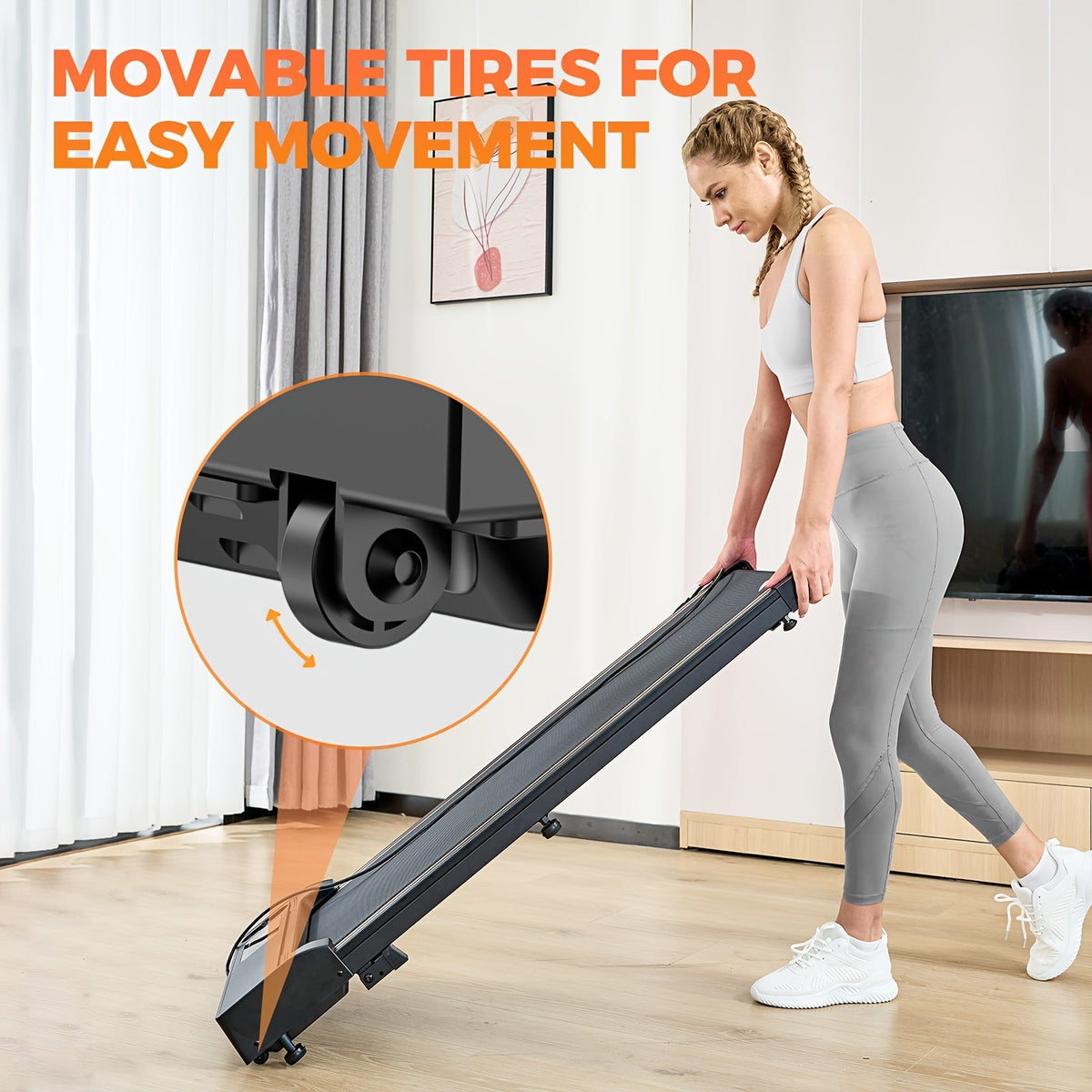 Tapis de marche sous bureau, moteur silencieux 2,5 HP, inclinaison 15 %, 4-en-1, capacité de 120 kg avec télécommande et écran LED - Tapis de course portable pour bureau à domicile, marche, jogging et perte de poids