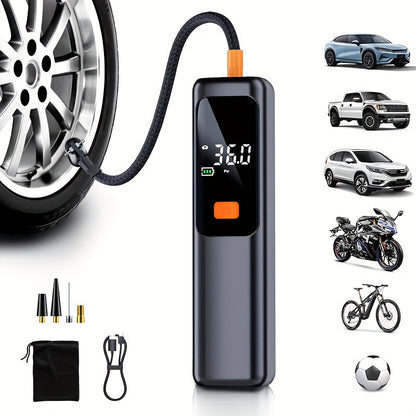 Wireless Portable Tire Inflator Air Compressor with Digital LED Display Automatic Tire Pressure Detection USB-C Rechargeable for Car Bicycle Motorcycle Tires Basketball Inflating