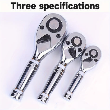 Jeu de clés à cliquet rapide 72 dents – Clé à douille compacte bidirectionnelle à manche court pour réparation automobile – 3 tailles d'entraînement 1/4", 3/8", 1/2" – Outil à cliquet à libération rapide pour mécanicien automobile et camion