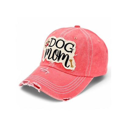 Casquette de baseball vintage brodée avec patte et os pour maman de chien – 100 % coton, respirante, réglable, protection UV, cadeau pour amoureux des chiens, disponible en rose, noir, bleu sarcelle et kaki