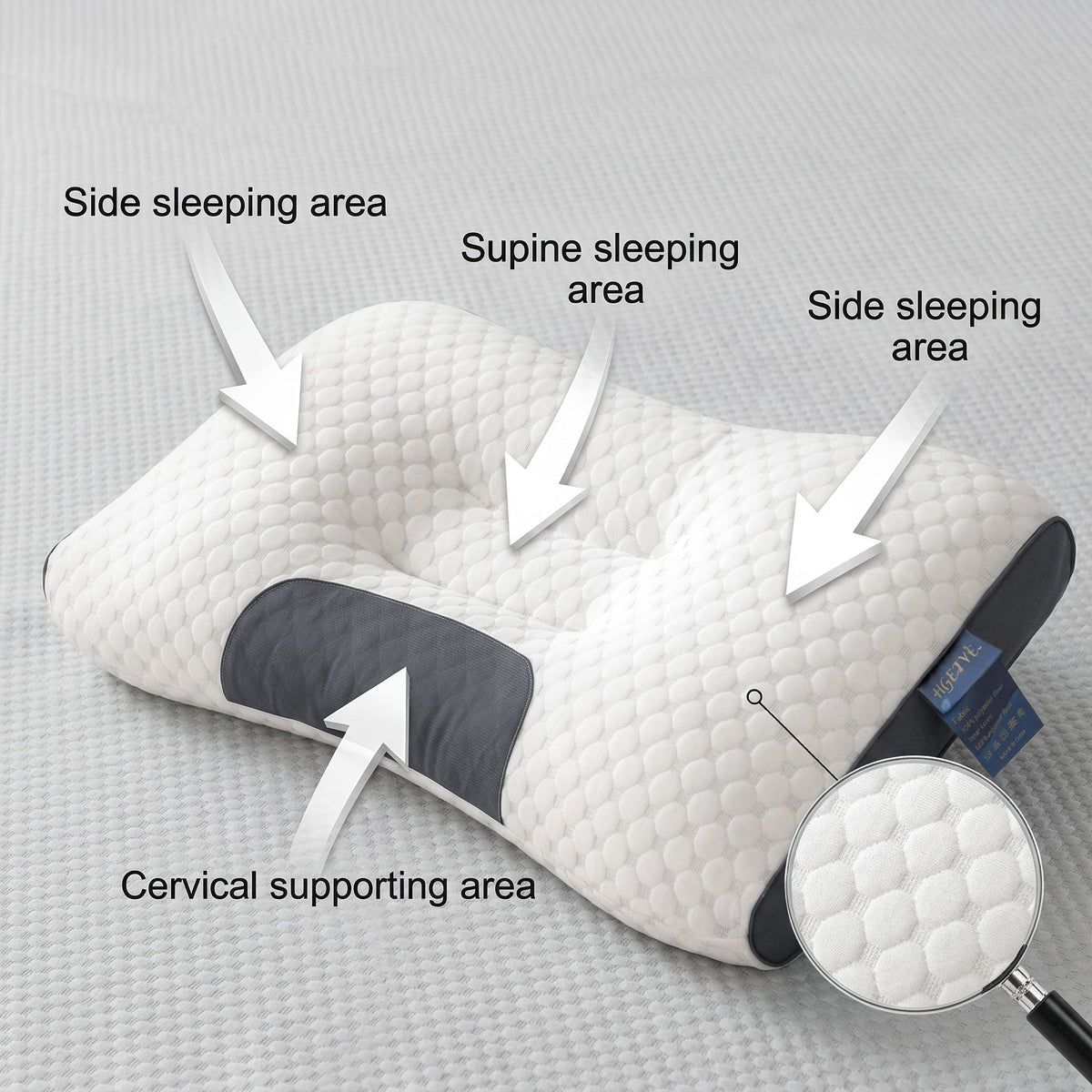 Lot de 2 oreillers cervicaux ergonomiques – Oreiller de soutien cervical en tissu respirant avec taie d'oreiller amovible à fermeture éclair, soulage la pression des épaules et du cou, disponible en 5 couleurs pour la maison et le bureau